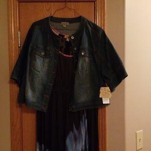 2 peice One World Maxi dress with denim jacket